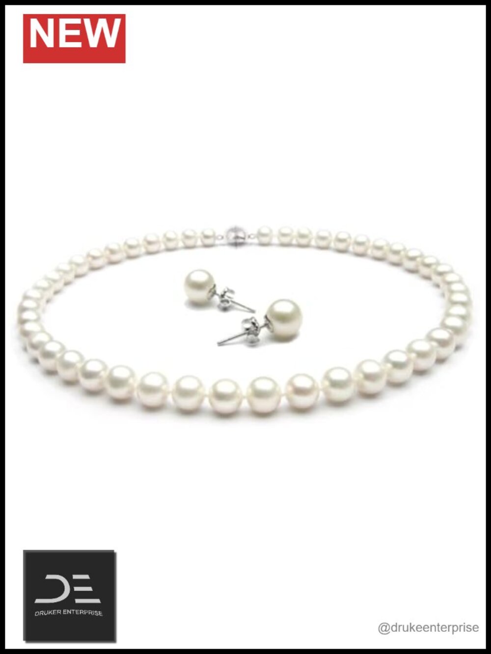AA Grade Freshwater Pearl Necklace & Earring Set, 8-9mm, Handmade, Gift